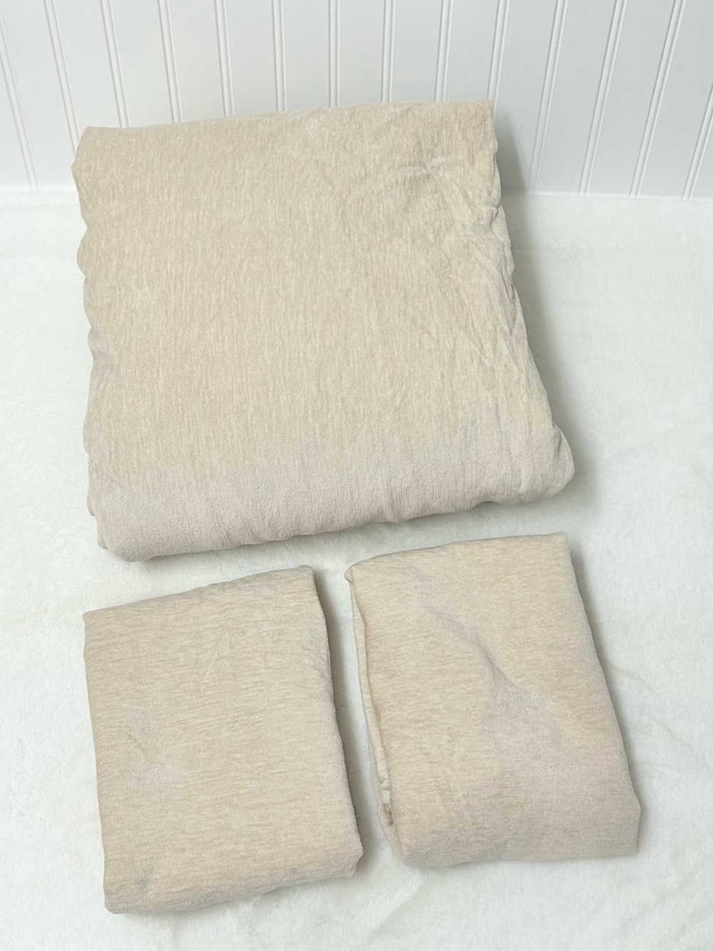 Pottery Barn Cozy Cloud Velvet Duvet Cover shams queen  oatmeal